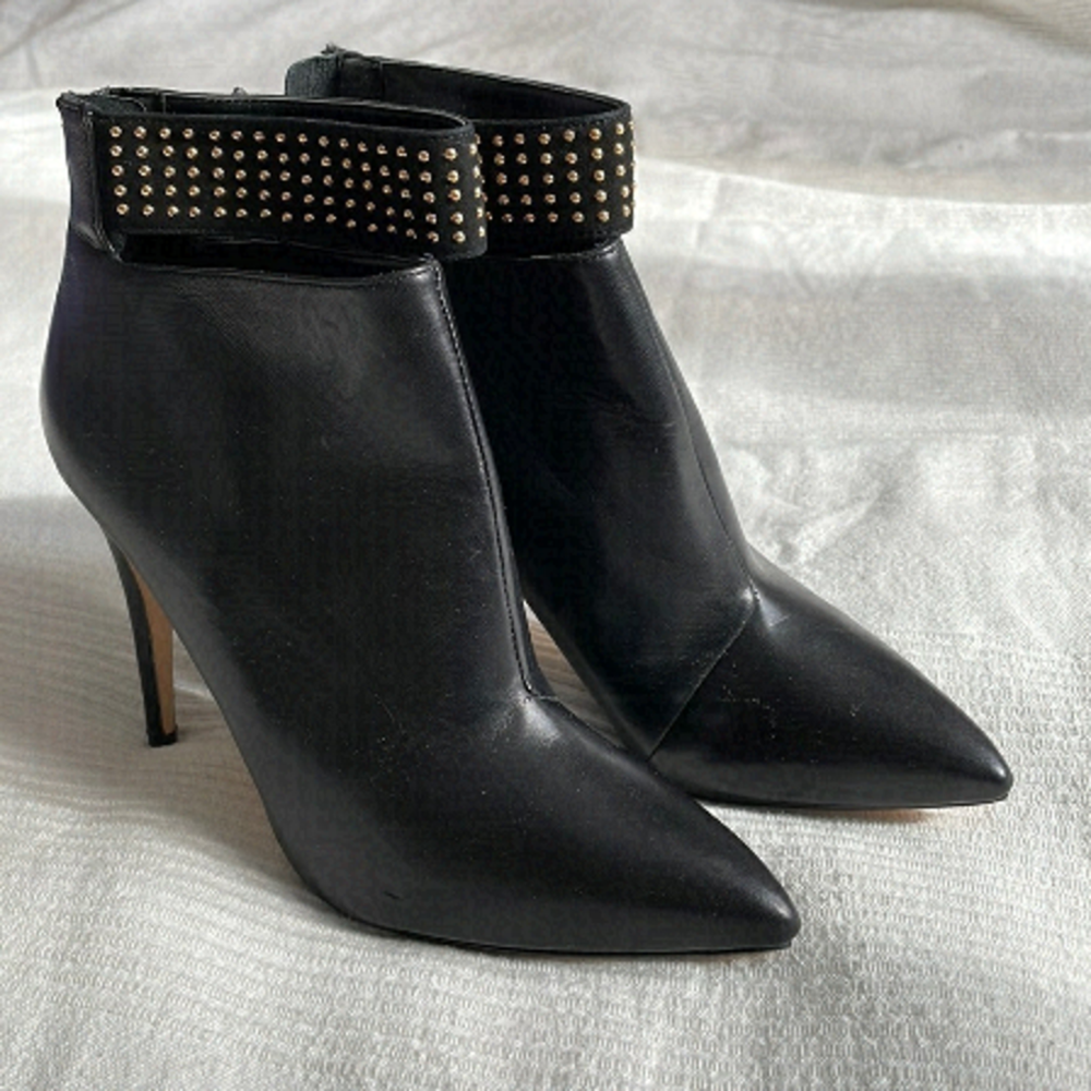 dune London Studded Strap Side Zip Ankle Booties Size 37 (US Size 6)